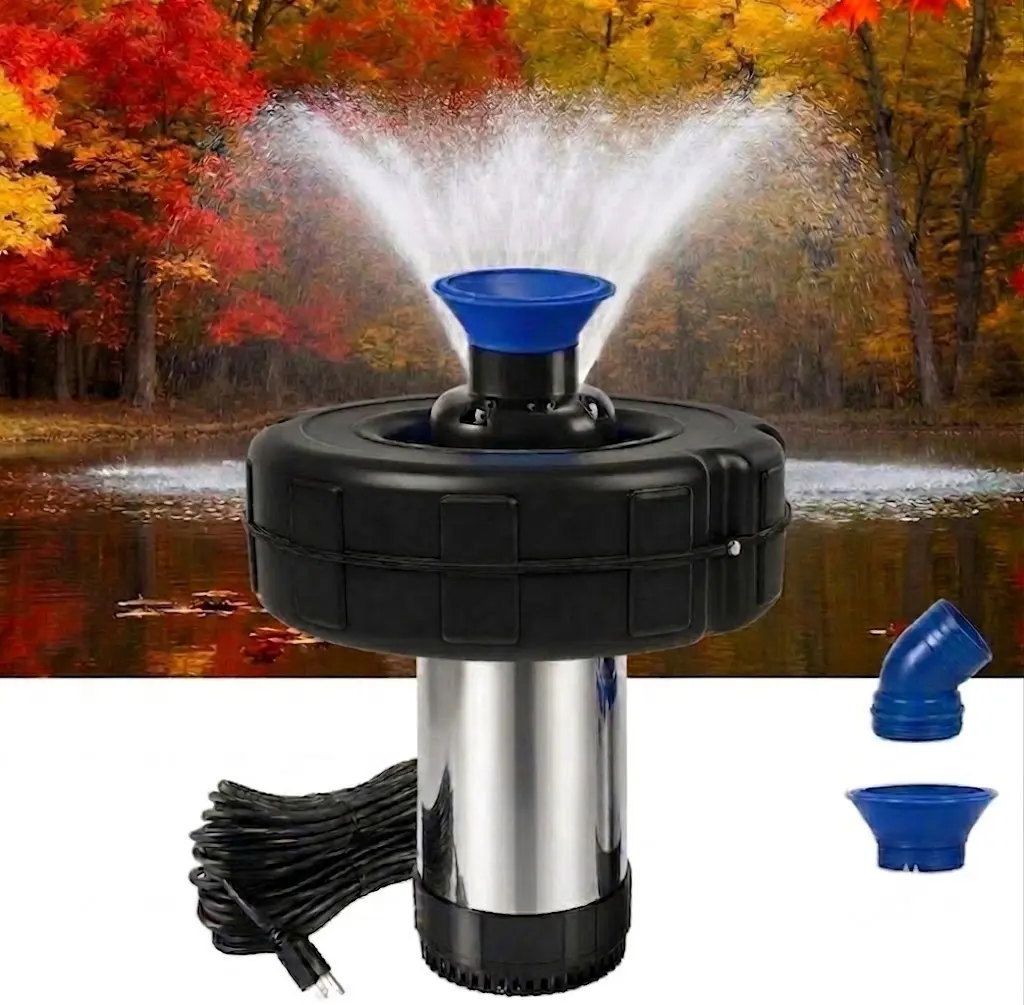 1HP 750W Floating Pond Aerator Pump, 15000 GPH High-Flow Fountain, Algae Control, 100FT Power Cord for Ponds, Lakes & Irrigation