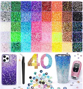 Gem DIY Bedazzling Kit with  Mixed Resin Rhinestones & Tweezers,Gifted Tools and Pick up Pen Gifted Tools for DIY Crafts Apparel Nail Art Supplies