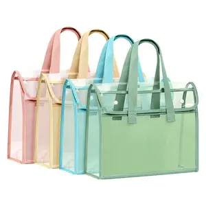 Waterproof Sealed No Leakage PVC Clear Book Pouch Snap Fastener Design Double Layer Storage Wear Resistant Handheld Document Organizer For Daily Learning Office Use