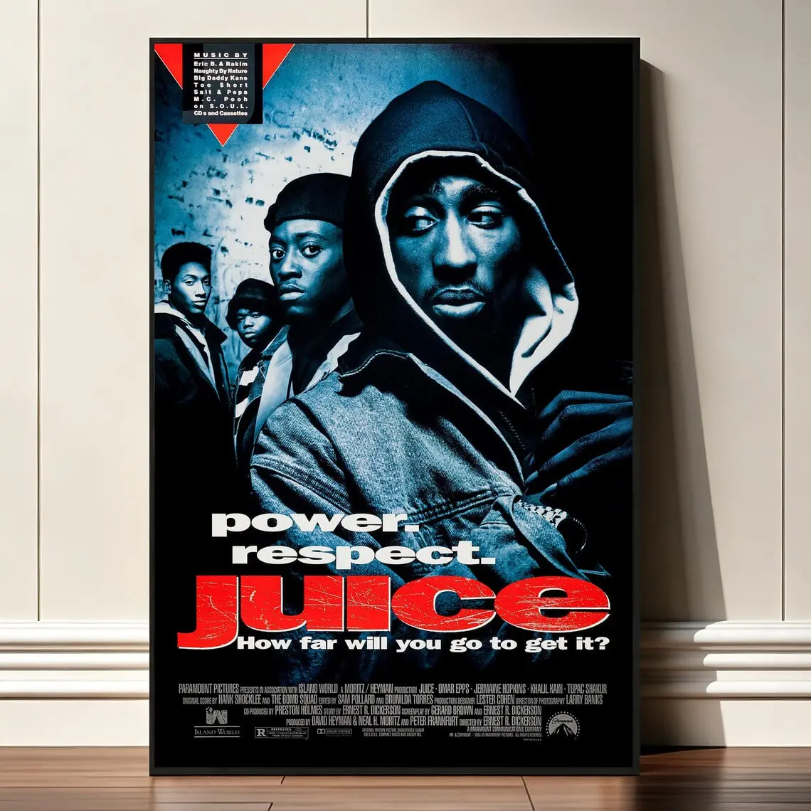 Juice 1992 Movie Poster, Unframed Tupac Shakur Classic Crime Drama Thriller Film Wall Art Print, Premium Hybrid Paper 220g 10mil Aesthetic Urban Retro Home Decor for Bedroom Living Room