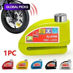 Motorcycle Bicycle Lock with Alarm, Round Disc Aluminum Alloy Anti-Theft Reminder, Security Protection Accessories for Bikes and Motorcycles, Motor Parts Accessories