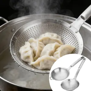 Set of 2 Skimmer Ladle Spoon 304 Stainless Steel Skimmer for Cooking Frying Skimming Colander/Strainer Stainless Steel Kitchen Tools