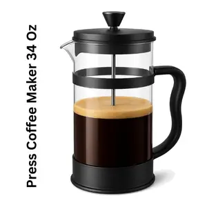 Press Coffee Maker 34 Oz, Heat-Resistant Cafetiere & Tea Maker,