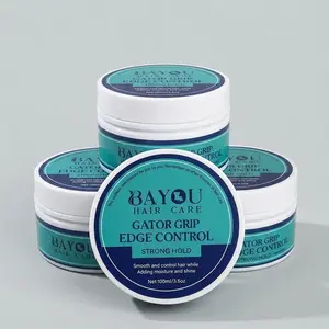 Bayou Hair Care Gator Grip Edge Control Styling Gel Bundle - 4 x 3.5oz Jars, Unisex Strong-Hold Haircare Gel for Curly Hair, Slick, Sculpt and Define for Flawless Results