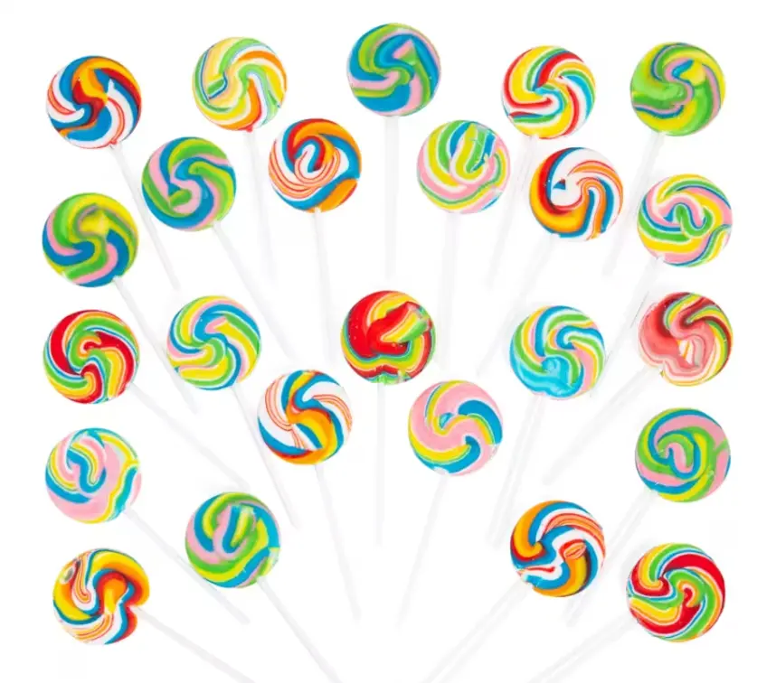 2" x 4" Multi-Colored Rainbow Swirl Round Lollipops - 24 Pc.