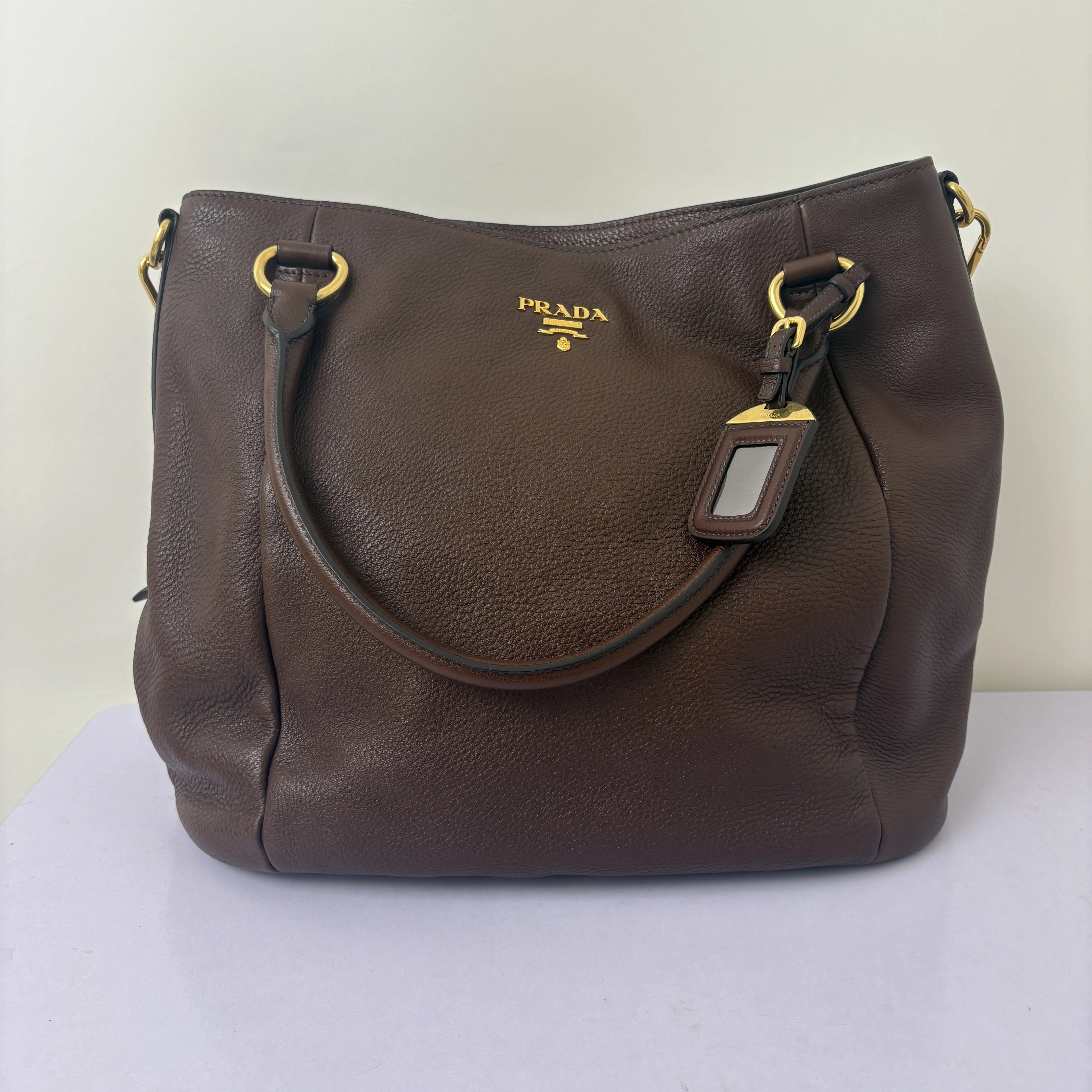 Pre-owned Calfskin Crossbody Bags Prada Brown Leather Handbag