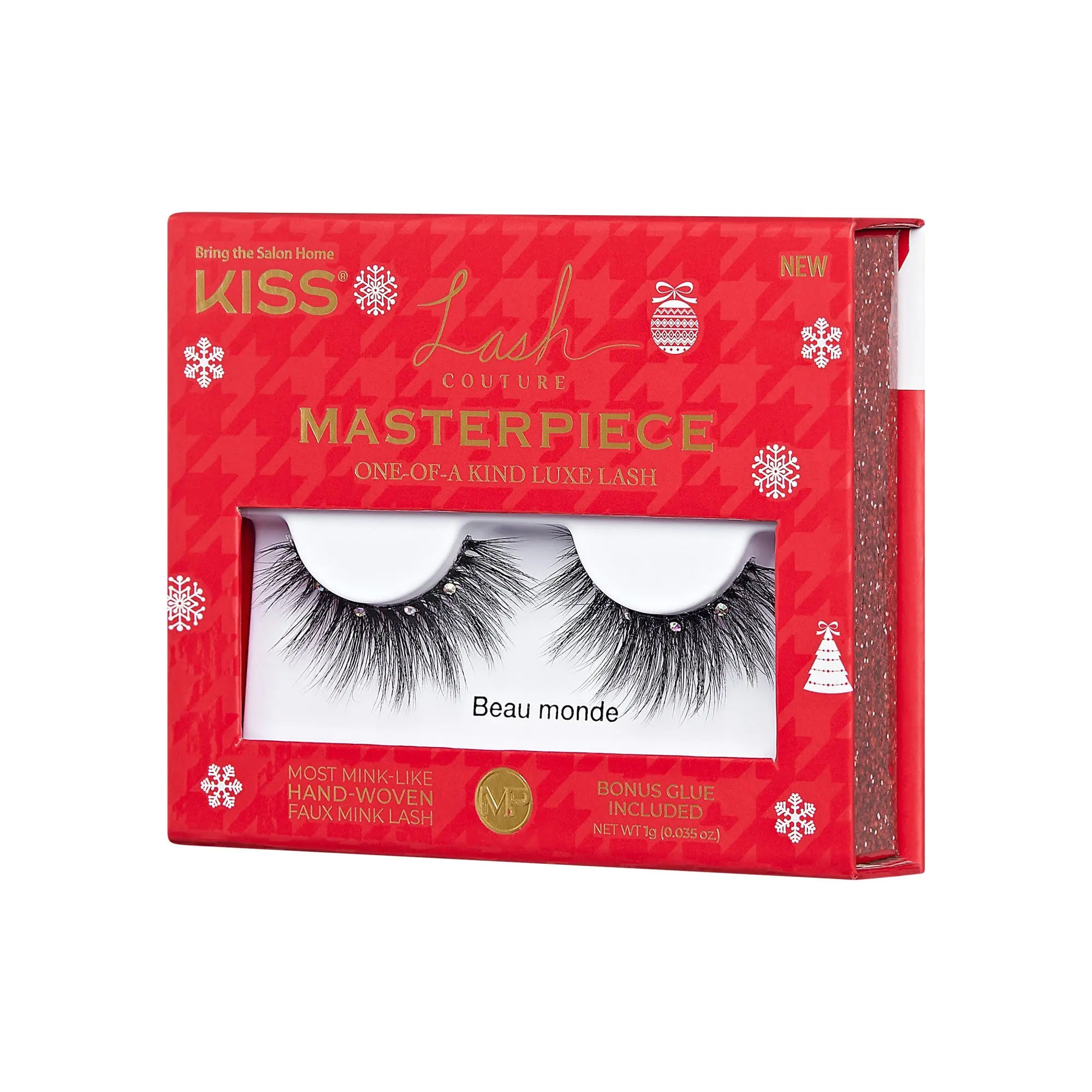 Kiss Lash Couture Masterpiece Holiday False Eyelashes - Beau monde | 1 Pair, Strip Lashes, 16mm