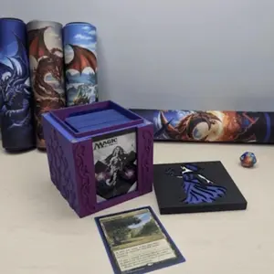 MTG EDH Liliana Art Commander Deck Box with Commander Showcase Slot, 3D Printed Magnetic Card Storage Box, Mythic Creatures Cards Organizer