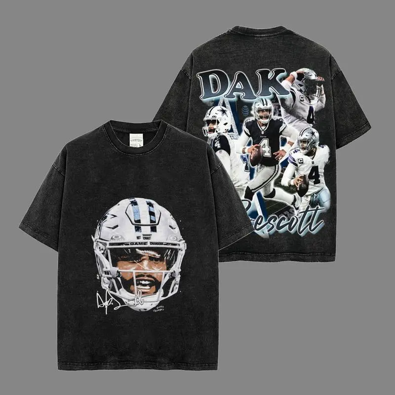 Game Day Outfit Dak Prescott 4 Big Face Acid Washed Lightweight 100% Cotton T-Shirt, The Unc Shirt, The America's Team Shirt, Sunday Football Shirt, Game Day Shirt