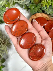 1pcs Red Jasper Calming Stone 45mm Red Pocket Worry Crystal Root Chakra Grounding