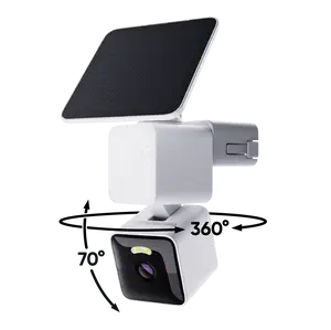 Wyze Solar Cam Pan — Battery Solar Powered 2K HD WDR Security Camera w/ 360º x 70º Pan Tilt Zoom (PTZ), AI Motion Tracking, Color Night Vision, WiFi, IP65 Weather Resistance