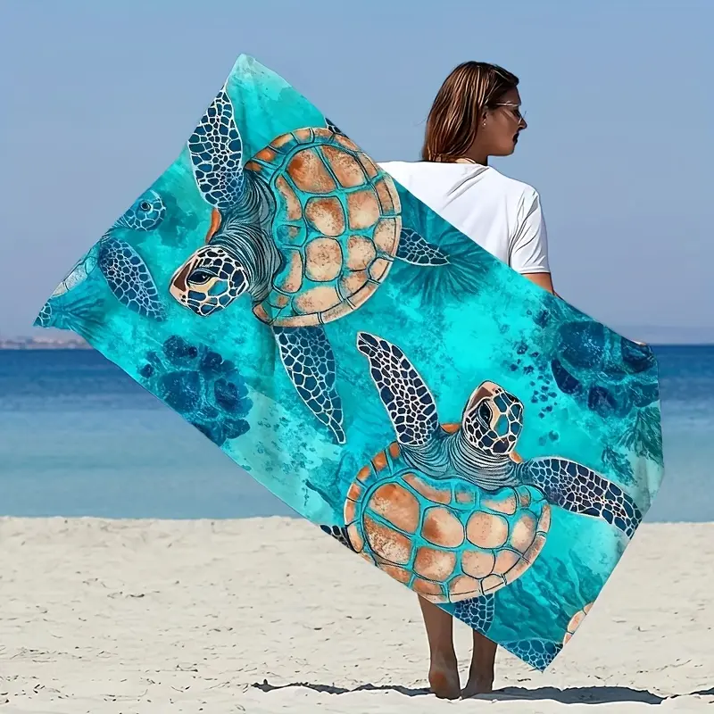 1pc a Beach Towel Featuring a Sea Turtle Design, Made from Super Soft Material That Dries Quickly, Perfect for Various Summer Activities Like Yoga, Swimming, Fitness, And Camping