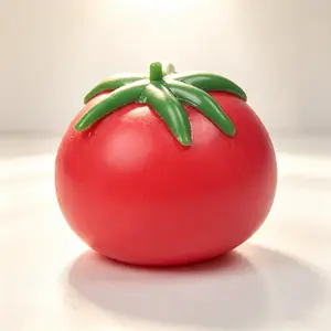 2.36in Realistic Tomato Squishy Toy, Quick Rebound Soft TPR Stretchable Squeeze Toy, Novelty Fruit Shaped Prank Fidget Toy, Stress & Anxiety Relief Desktop Sensory Toy