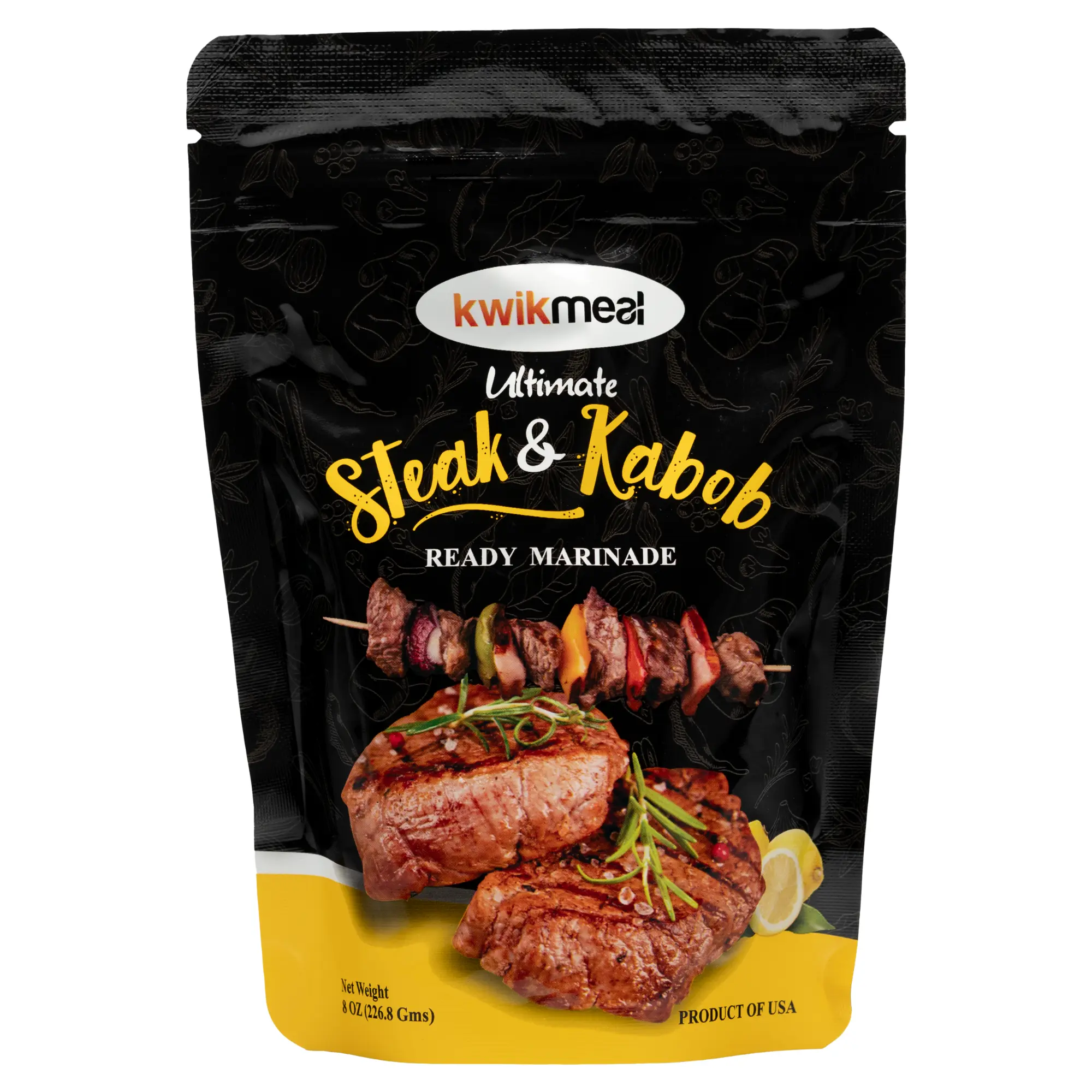 KwikMeal Ultimate Steak & Kabob Ready Marinade 8 Oz Pack - Bold Flavor, Moist & Juicy, Hand Ground Spices, Ready To Use, USA Made