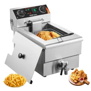 VEVOR Commercial Deep Fryer,  1500W Electric Countertop Fryer with Basket, 11.6Qt / 11L Stainless Steel Single Oil Fryer with Time & Temp Control, Overheat Protection, for Kitchen Restaurant Use
