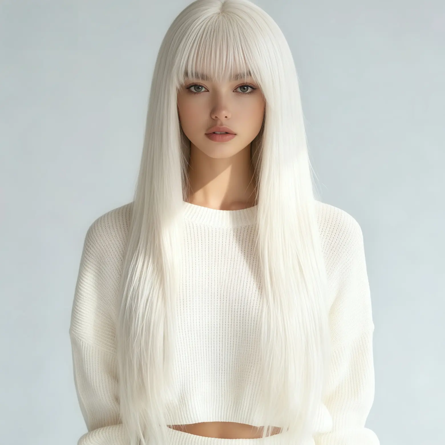Wennier 24 Inch Snow White Straight Glueless Wig for Women, Heat Resistant Synthetic Fiber with Pre-Plucked Natural Hairline for Party & Cosplay, Glueless Wigs, Synthetic Hair, Weddings, Party Wear, Natural Straight, 24 Inches, Breathable, Female, Realist