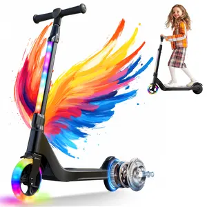 SISIGAD Electric Scooter for Kids Ages 6-12, 6MPH, 4 Miles Range, 3 Height Adjustable, Flash Wheels & Foot Brake, 45W Motor, 2 Modes Electric & Original Play, Gift for Boys & Girls