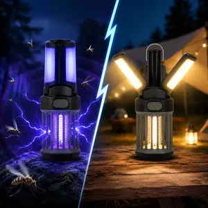 KingCamp 2-Pack Rechargeable Camping Lantern & Bug Zapper, Portable 2-in-1 Camping Equipment with 360° Coverage, IPX6 Waterproof with 3 Modes & Adjustable Heads