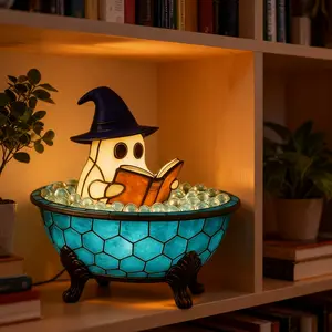 Halloween Ghost Night Light, Ghost Bubble Bath Lamp, Ghost Reading Book Lamp, Cute Handmade LED Lamps for Bathroom Spooky Decor, Ghost-Themed Bathtub Accent Lamps for Halloween Party