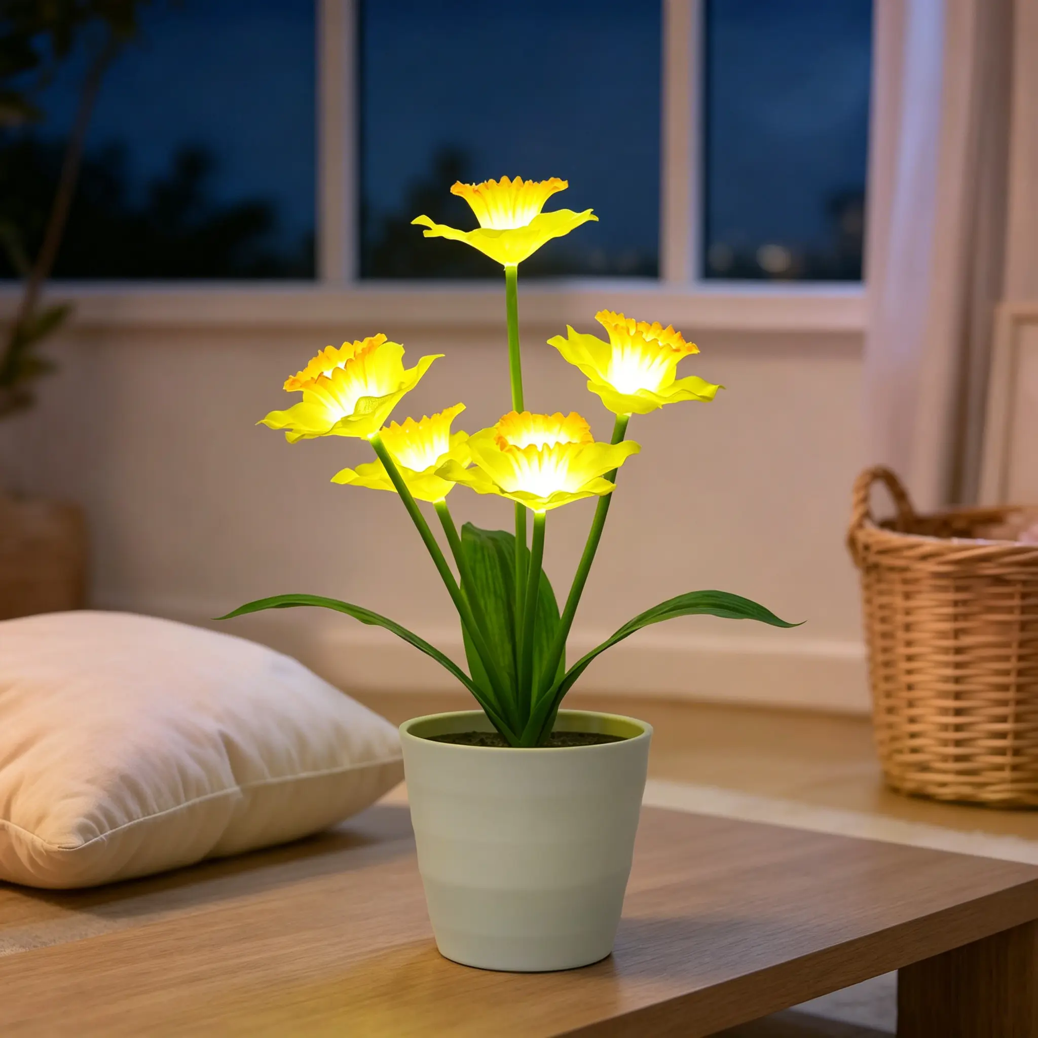 Yellow Daffodil LED Flower Lamp - Soft Glow Romantic Night Light, Valentine’s Day Gift for Mom, Girlfriend, Grandma, Daughter, Warm Ambient Home Decor for Bedroom Party