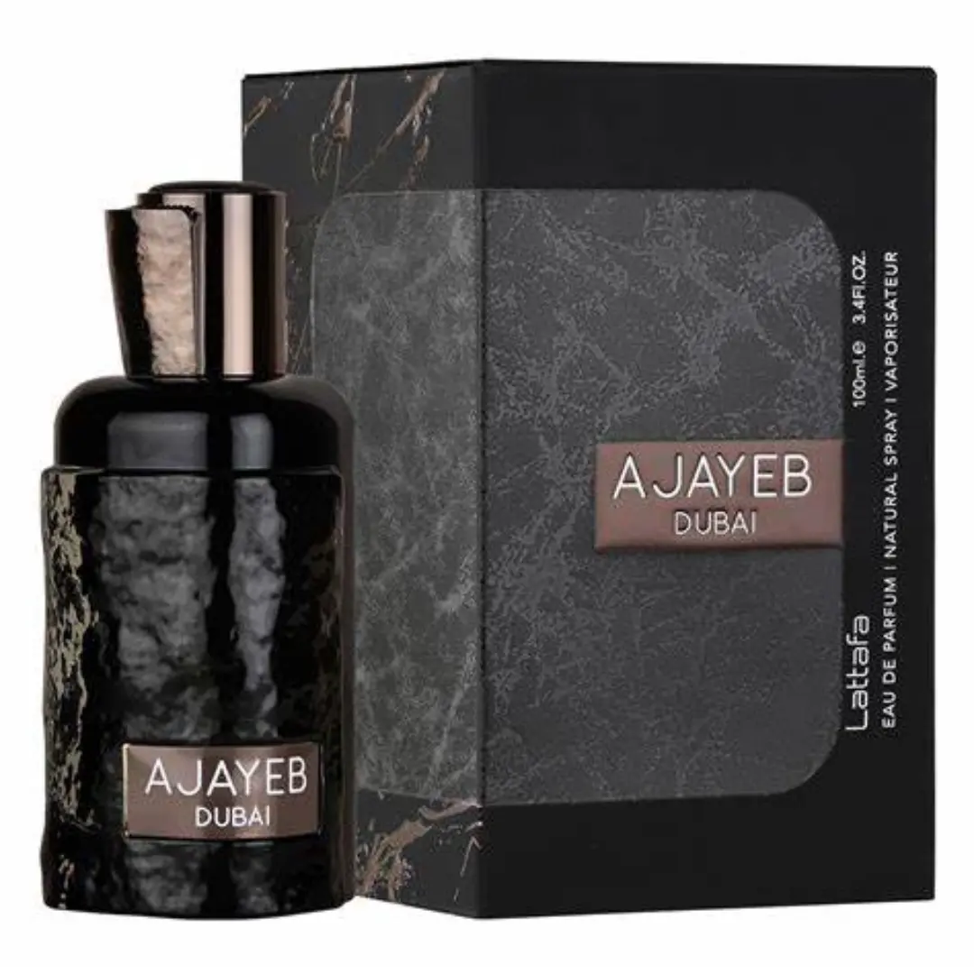 Lattafa AJAEB DUBAI EDP Perfume Spray - 3.4oz(100ml) Alcohol-Based Fragrance That Starts With A, Gender-Neutral Single Item with Coffee & Pineapple Top Notes (Men's Fragrance Category)