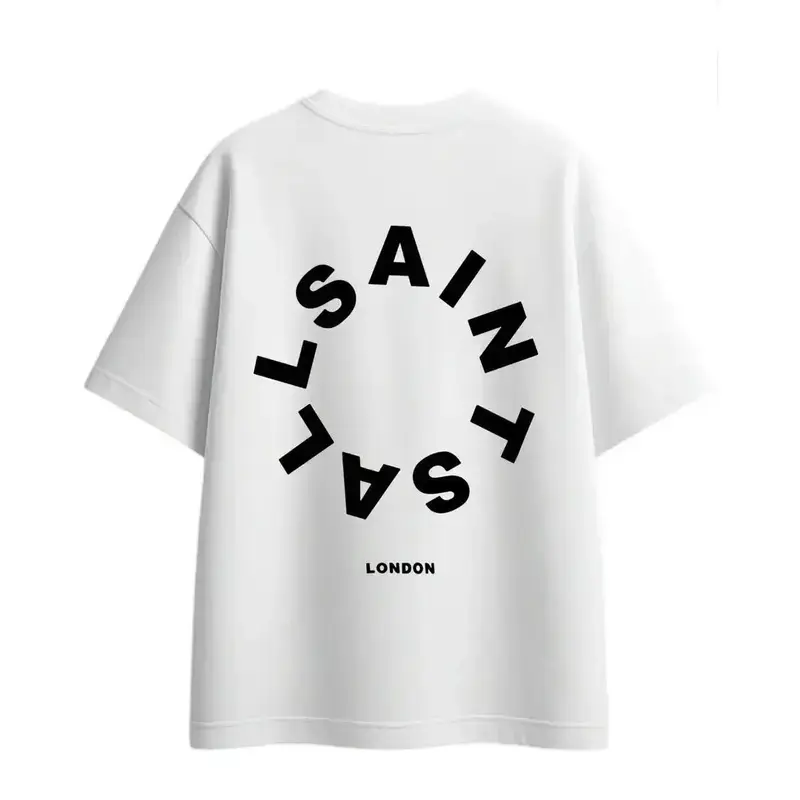 Men's Simple Minimalist Graphic Shortsleeve T-Shirt - Retro Letter Print, Relaxed-Oversized Fit Menswear, Stylish Streetwear Casual Summer Everyday Top
