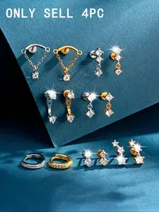 Cute Cartilage Earrings, Stainless Steel Earrings, High Quality Earrings, Fashion Jewelry for Party, Daily Clothing Decor, Trendy All-match & Exquisite Jewelry for Birthday Gift, Fashion Jewelry Accessories, Earring Set