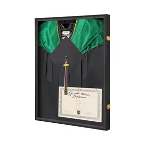 Large Graduation Shadow Box – Graduation Gown Display, Wall‑Mountable Lockable Graduation Display Frame with Acrylic Glass Door, Ideal for Graduation Keepsakes, Cap & Gown, Diplomas, Large Black