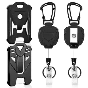 2 Pack Retractable Badge Holder, Heavy Duty Badge Reels with ID Badge Holder,Tactical Id Card Holder Vertical Id Holder with Carabiner Keychain...