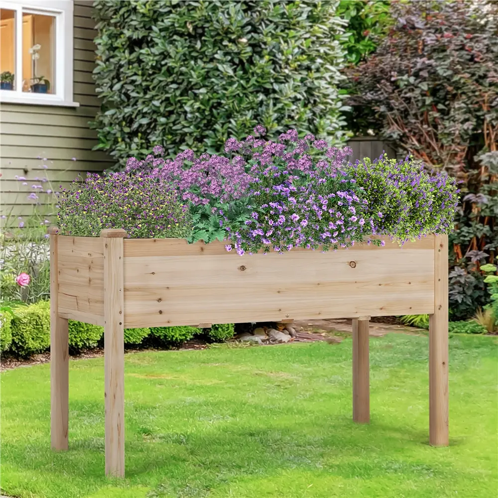 Yaheetech Elevated Wooden Raised Garden Bed - 221lb Capacity, 8" Deep Planting Box with Legs, Outdoor Elevated Planting Boxes for Backyard, Patio