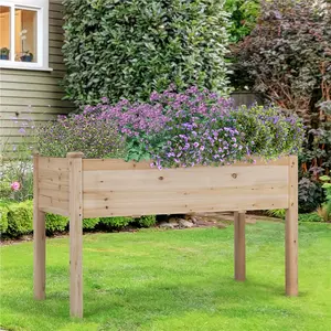 【Mother's Day Gift 】Yaheetech Raised Garden Bed Elevated Wooden Horticulture Planter Box with Legs Standing Growing Bed for Gardening/Backyard/Patio/Balcony