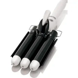 Three Barrel Curling Iron Wand with LCD Temperature Display - 1 Inch Ceramic Tourmaline Triple Barrels, Dual Voltage Crimping Tool, Best Hair Waver for Beachy/Frizz Free Waves Comfort Curler Multicolor Rose Gold