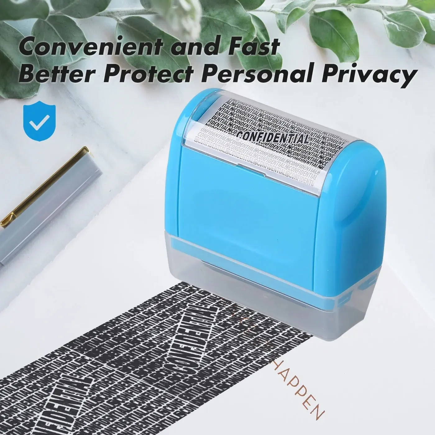 Identity Security Roller Stamp, Wide Roll Conceal Identity Theft Prevention Safe Hidden ID Code Rubber Stamp, Convenient, Perfect for Privacy Protection