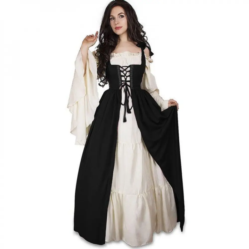 Women's Medieval Renaissance Basic Over Gown Costume - Elastic Neck, Adjustable Strap Cosplay Gear for Cosplayers, Stage Performances, Halloween Events, Renaissance Dress Costume, Halloween Costume