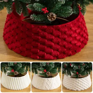 Knitted Christmas Tree Skirt, Cute Knit Tree Skirt, Options, Holiday Party Decoration Foldable Base Cover, Home Ornament