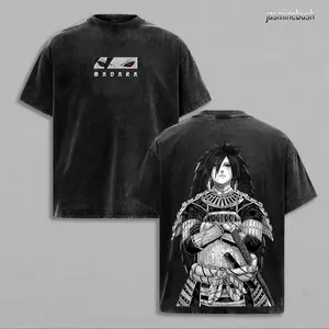 Uchiha Madara x Naruto Anime Double Printed Washed Tee Unisex Oversize Anime Manga Lightweight Cotton T-Shirt, Gift For Anime Fan Lover , Madara Fan , Madara Shirt , Naruto Merch
