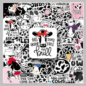 50 Fun Black and White Spotted Cow Stickers, Sticker Decals, Suitable for Scrapbooks, Journals, Laptops, Water Bottles, Cars, Etc. A Gift with A Positive Message and Based on Faith. Car Decorative Sticker