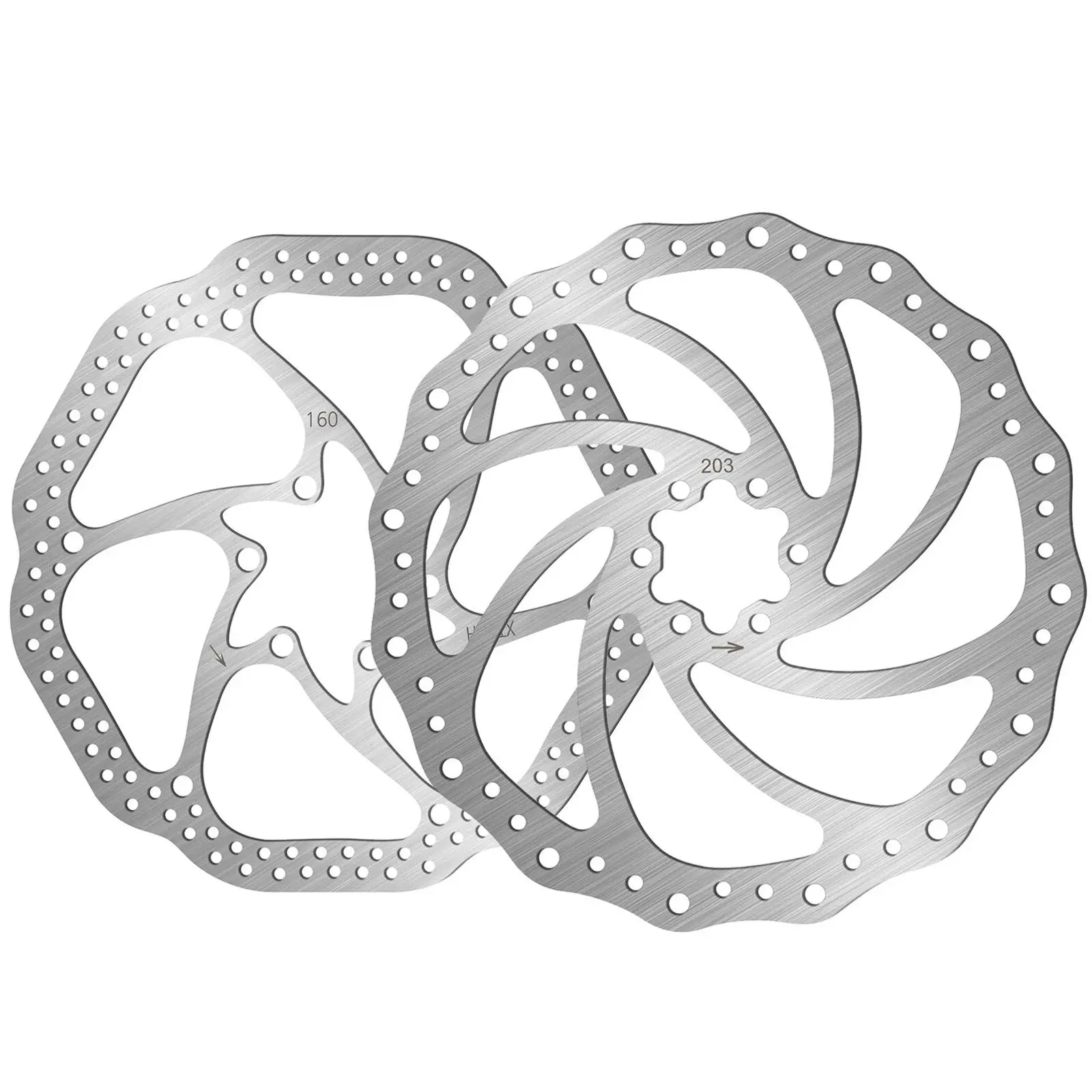 BUCKLOS 6-piston Disc Brake Rotors: 140/160/180/203 mm stainless steel rotors, suitable for mountain bikes, road bikes, and e-bikes, compatible with Shimano/SRAM/Avid G3 systems,