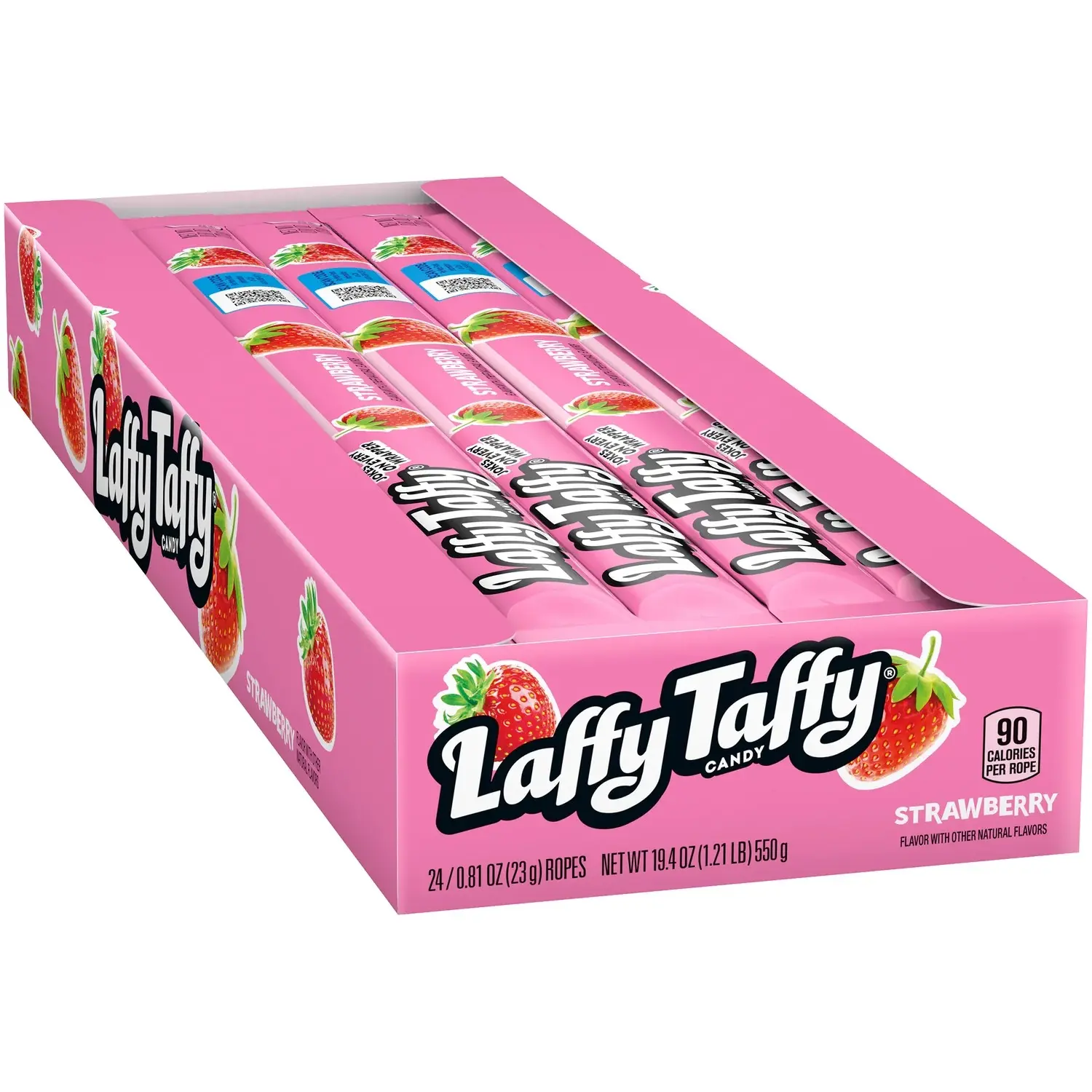Laffy Taffy Strawberry Ropes 24 Count, Soft & Chewy Strawberry Taffy Candy, Fruity Sweet Treat, Party Snacks, Candy Buffet & Goodie Bags
