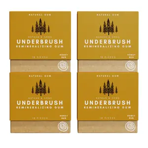 Honey Bun  UNDERBRUSH Remineralizing Chewing Gum with Nano-Hydroxyapatite for Teeth and Gum Protection - 30 DAY SUPPLY Sweet Natural