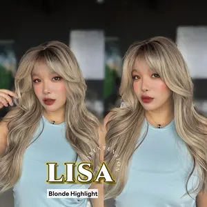 JBEXTENSION 26 Inches Scalpiana Long Curly Mix Blonde 3.5X4 Hard Silky Top Natural Scalp Effect Wig with Bangs LISA