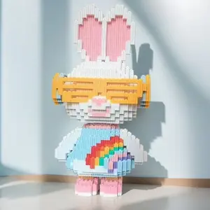 3856 Piece Eyeglasses Rabbit Building Block Set, Complex Assembly Puzzle Toy, Suitable for Adults & Youth, Christmas/birthday Gift