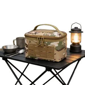 1pc Camouflage outdoor travel toiletry and makeup bag, multi-functional tactical MOLLE pouch, portable toiletry storage and tool storage bag, outdoor camping bag
