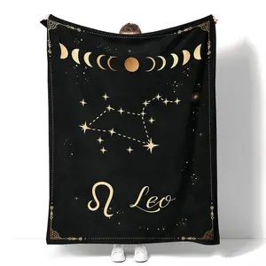 Leo Zodiac Gifts for Women, Moon Constellation Blanket Astrology Decor Witchy Leo Birthday Gifts Gothic Lions Microfiber Blanket for Women Men
