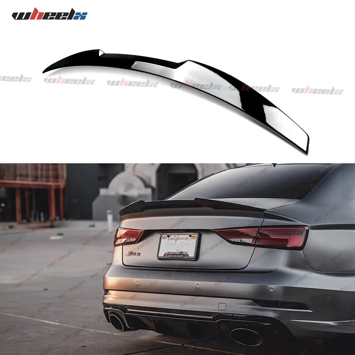 2014-2022 – Audi A3 – Glossy Black Carbon Fiber V-Style High-Kick Rear Trunk Spoiler , Fit , S3, RS3 4-Door Sedan, Not Compatible with Avant or Convertible Models