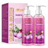 AKban Antihairfall Shampoo Set (2×200ml) - Onion Rosemary & Biotin Infused, Hydrating Strengthening Aroma Cleanser, Paraben-Free, Nourishing Repair for Curly, Wavy & All Hair Types, Jojoba Hydrate (Biotin Anti Hair Loss Shampoo & Conditioner Kits)
