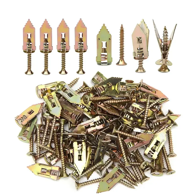 Self-Drilling Drywall Expansion Plug Anchors Kit (40PCS, 80PCS, 120PCS Options) – No Drill Needed, Strong Load-Bearing, Corrosion-Resistant, Easy to Hang for Home & Office, Includes Anchors, Screws, Adjustable Hooks & Bracket for Quick Install