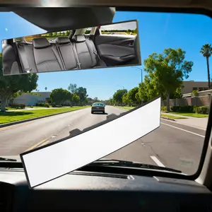 Universal 11.81 Inch Panoramic Convex Real View Mirror for Car SUV Trucks Reversible Passengers High-Quality Glass Anti-Fall Design Easy Install Rearview Mirror Blind-Spot-Free Interior High-Definition Mirror Surface - Automotive
