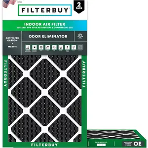 Filterbuy 15x25x1 Air Filter (2-Pack), Pleated MERV 8 Odor Eliminator HVAC AC Furnace Air Filters (Actual Size: 14.50 x 24.50 x 0.75 Inches)