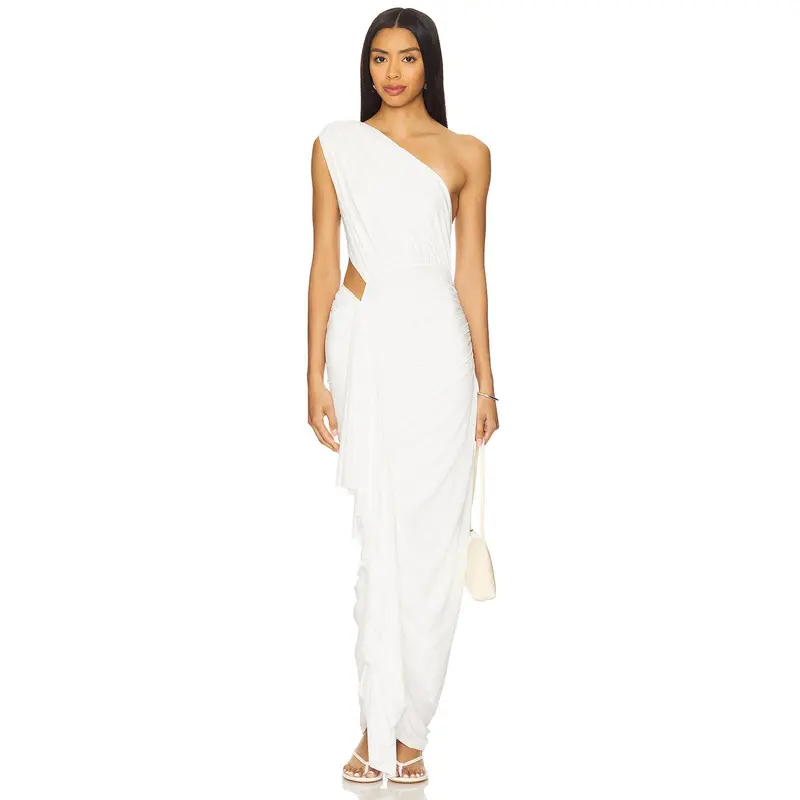 silk midi white dress Florence Silk Faille Midi Dress with Removable Train